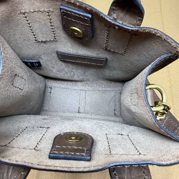 Frye Casey Mini North South NS Tote Purse Crossbody Dark Brown Boho Leather - Picture 5 of 11